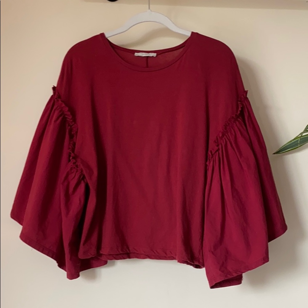 Zara Trafaluc Ruby Red Blouse - image 1